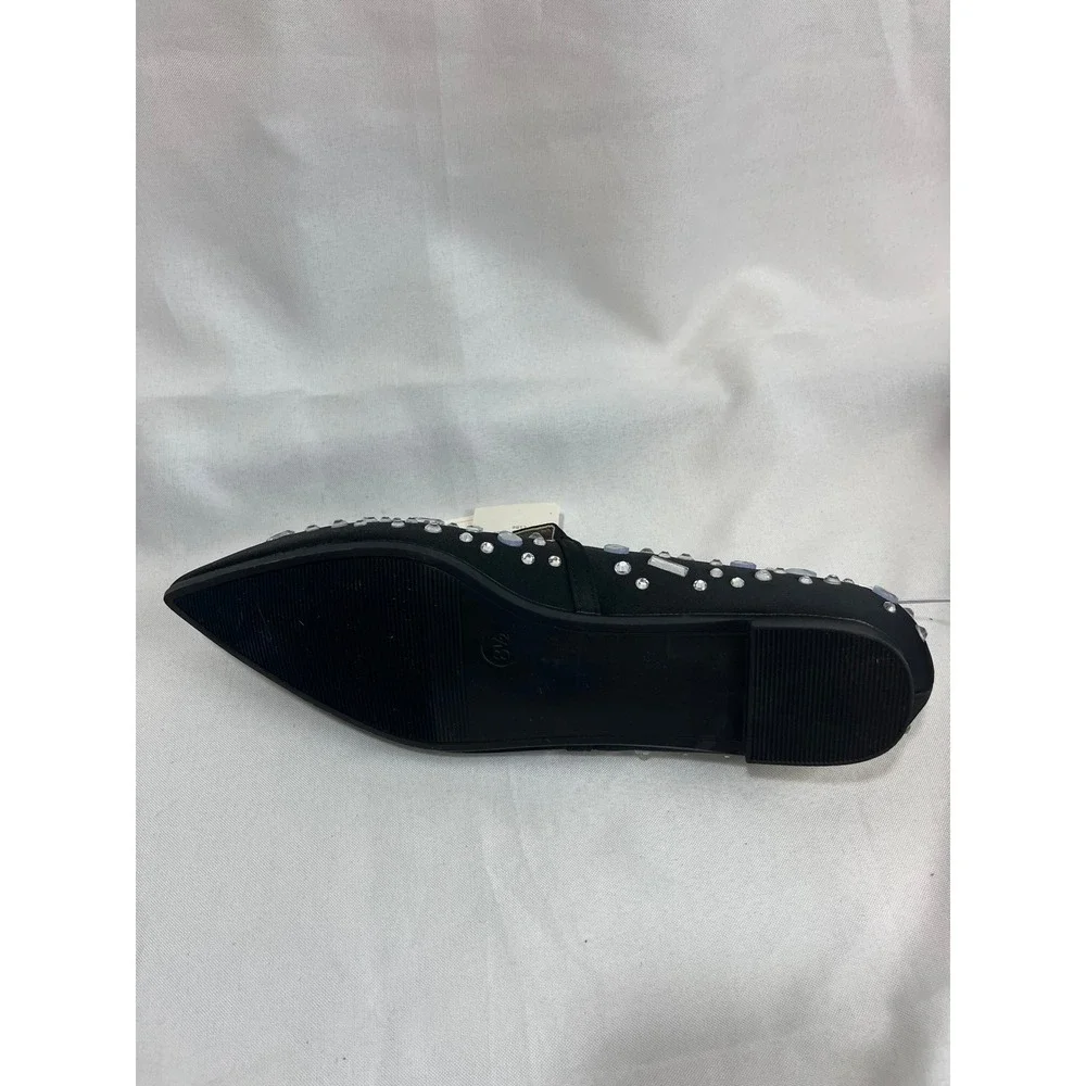A New Day Womens Black Rhinestone Pointed Toe Mary Jane Flats Size 8.5 NEW